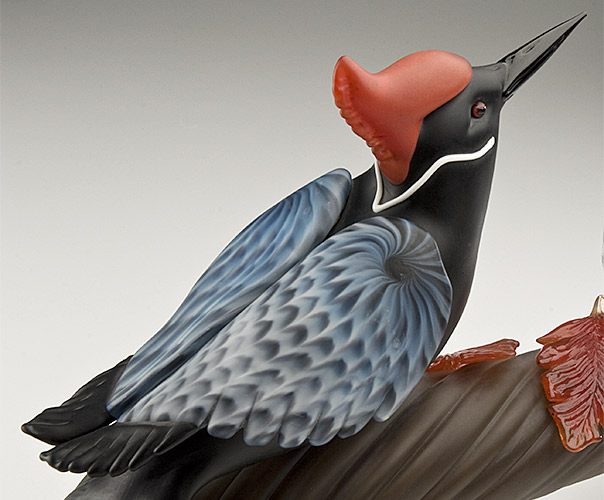 Woodpecker “Thirst for Song” Detail — Hand Sculpted Glass, Molly Stone
