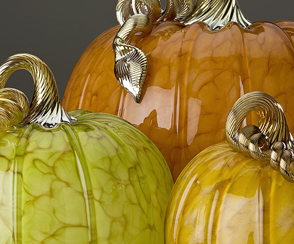 Forest mottled glass pumpkins